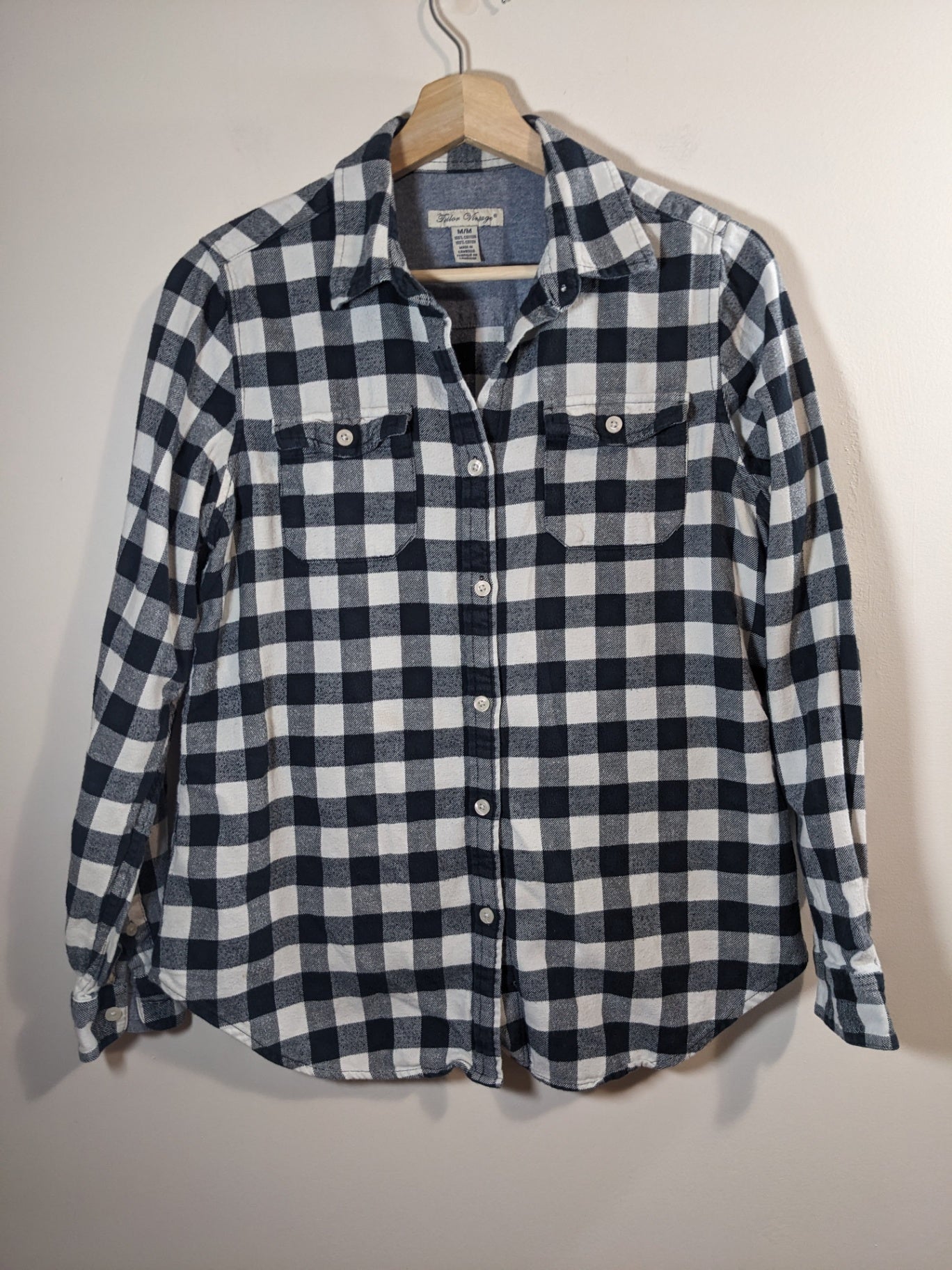 Tailor Vintage Blue Plaid Shirt - M