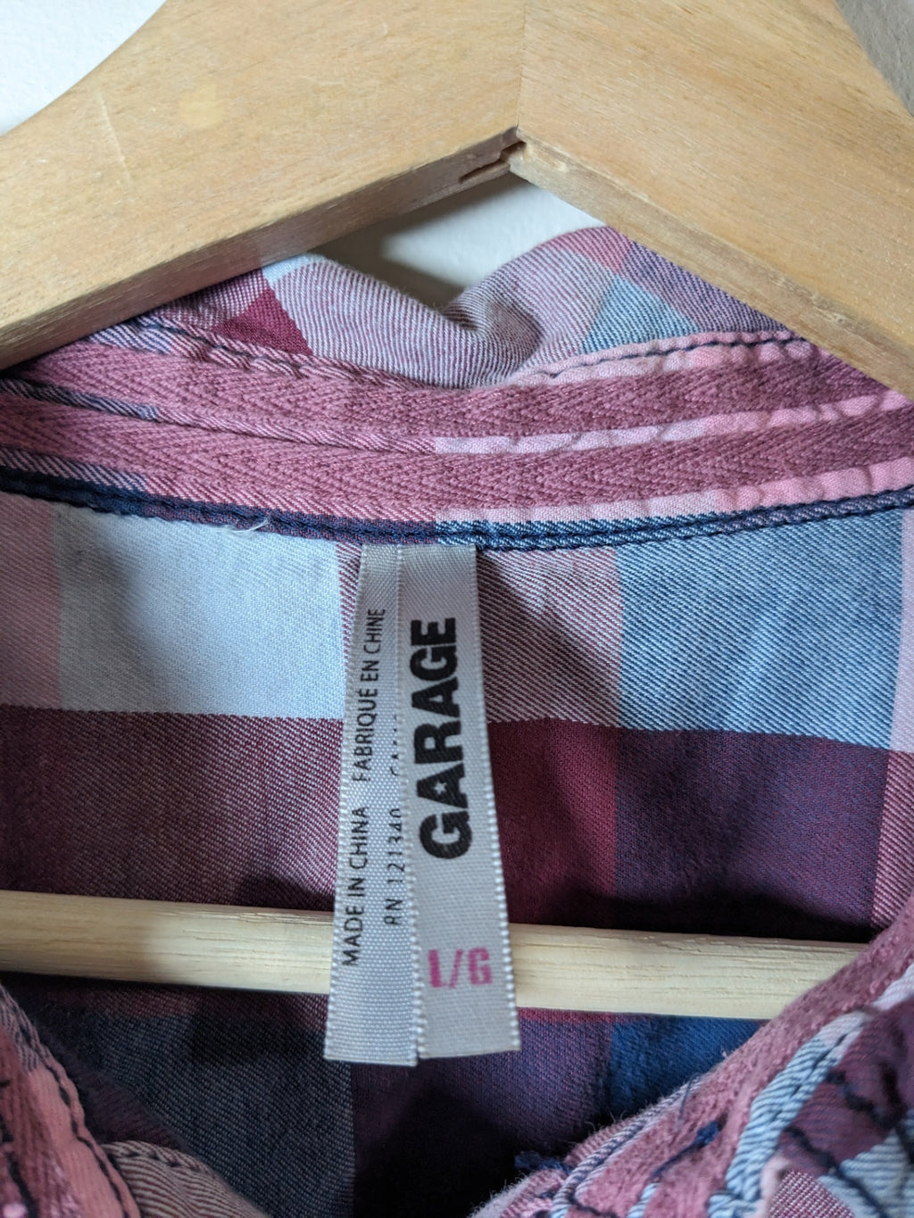 Garage Pink & Blue Plaid Shirt - L