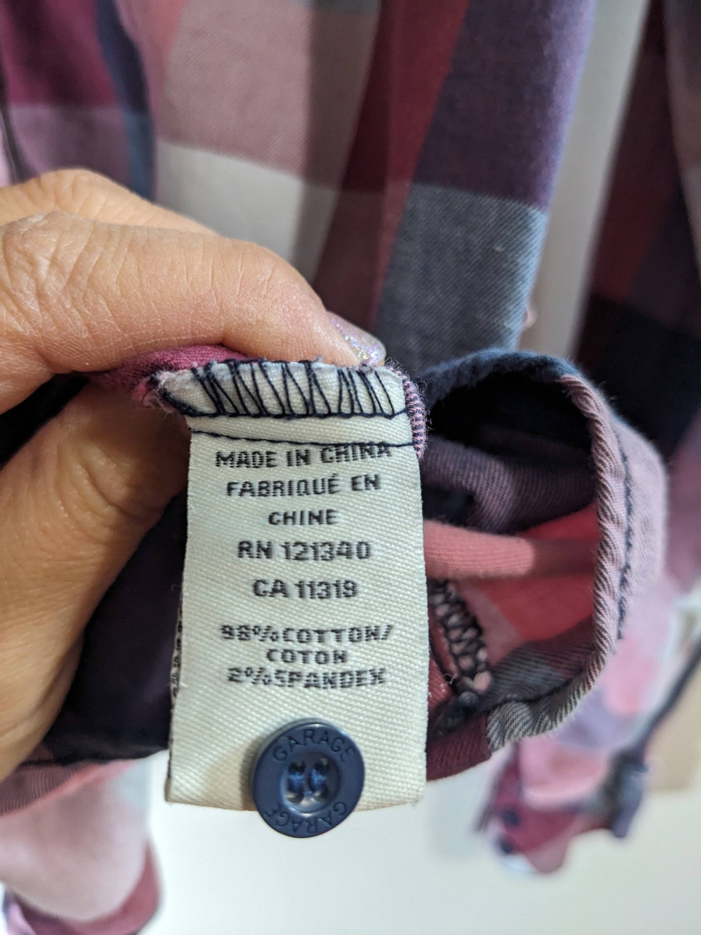 Garage Pink & Blue Plaid Shirt - L