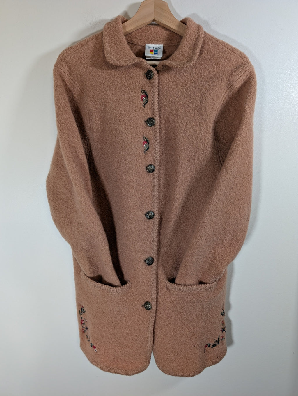 Cityscape vintage wool coat - appears Small