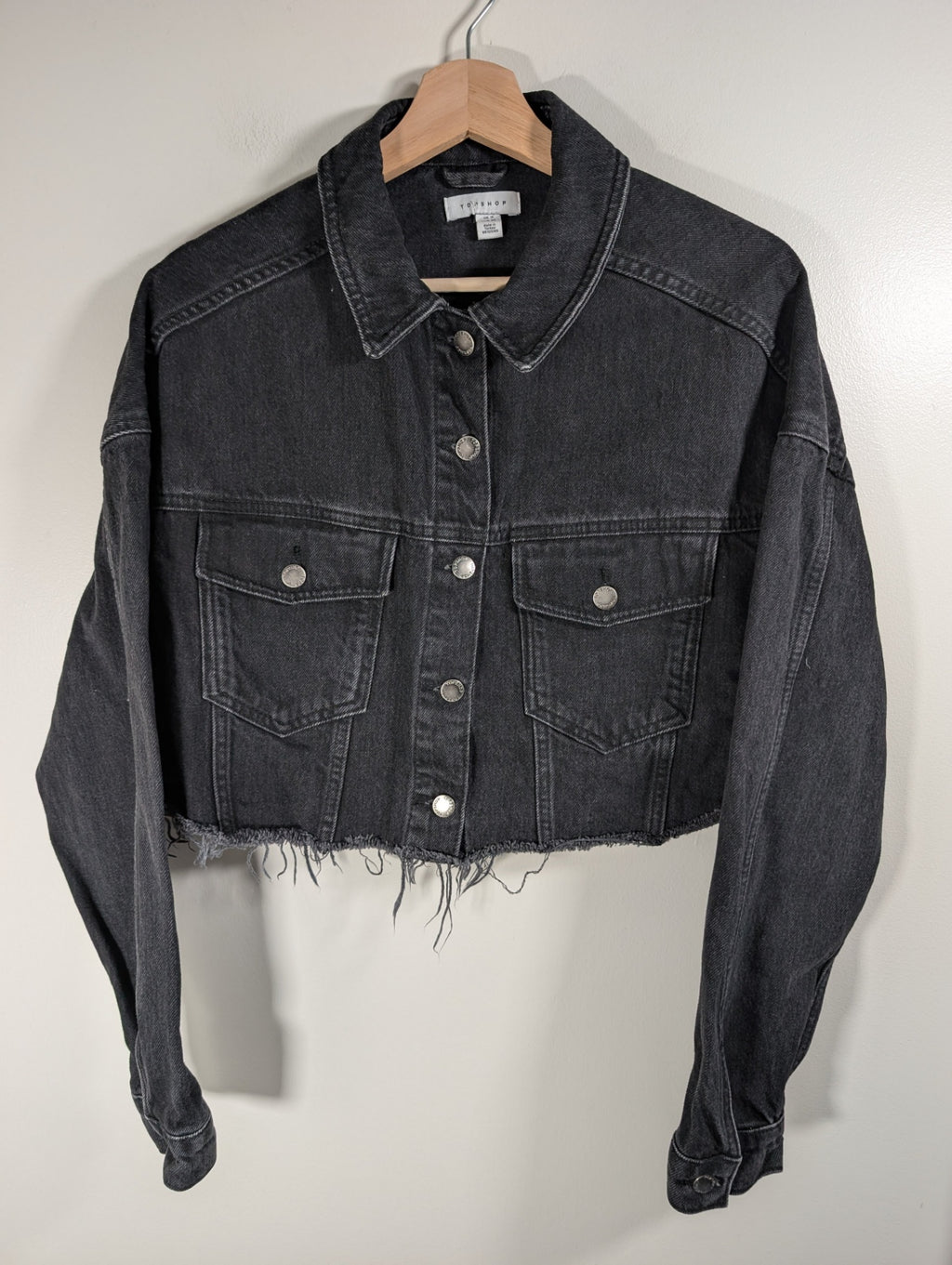 Topshop crop distressed jean jacket - SZ 8