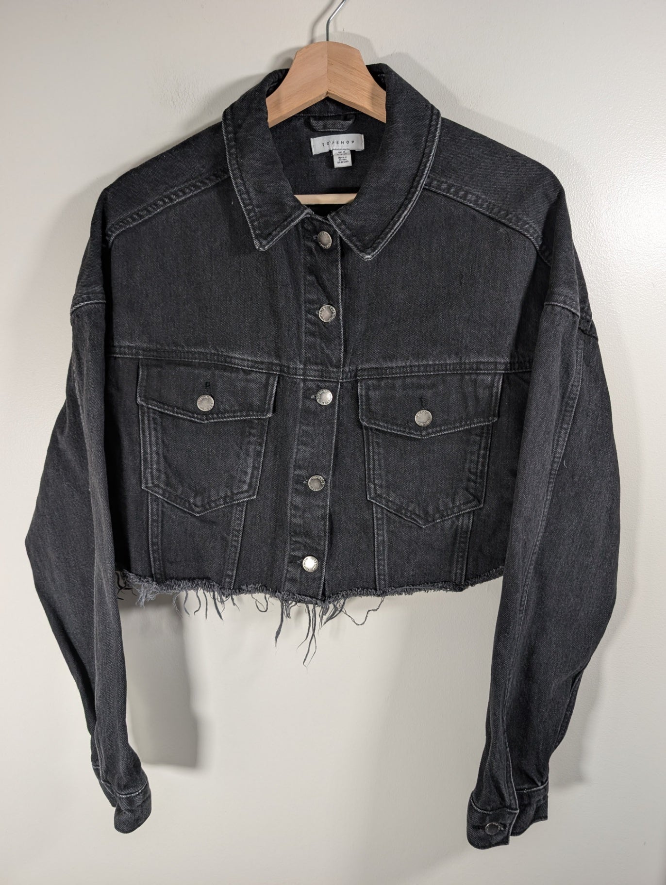 Topshop crop distressed jean jacket - SZ 8