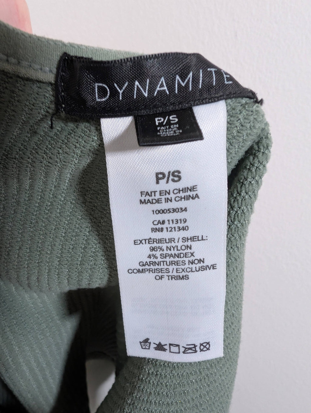 Dynamite green ribbed crop tank - Small