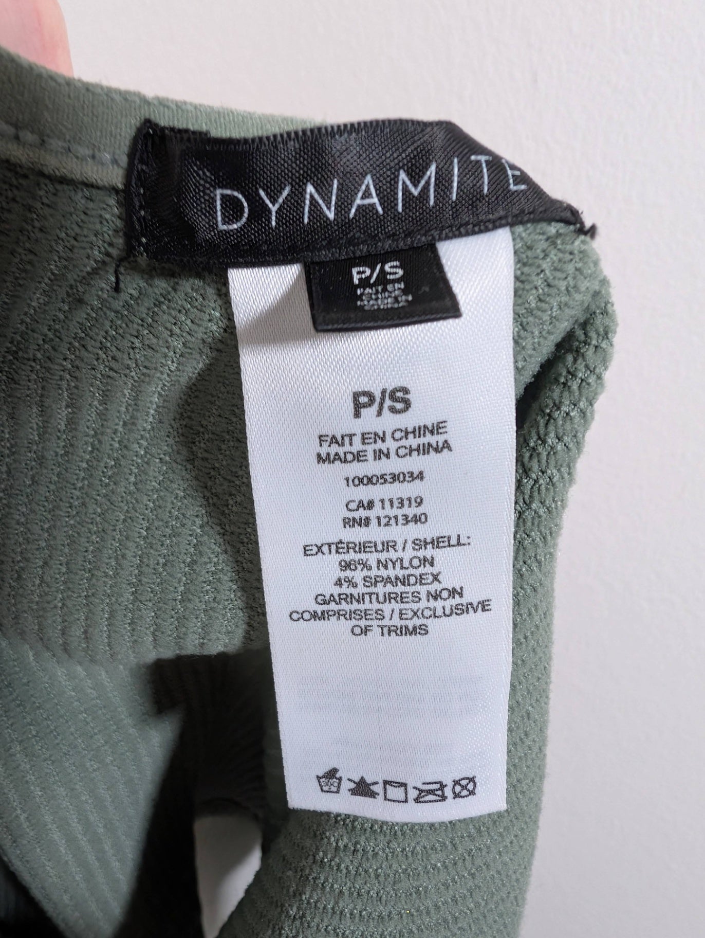 Dynamite green ribbed crop tank - Small