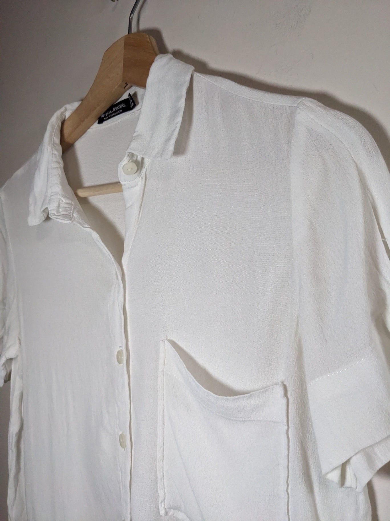 bershka white crop blouse - XS