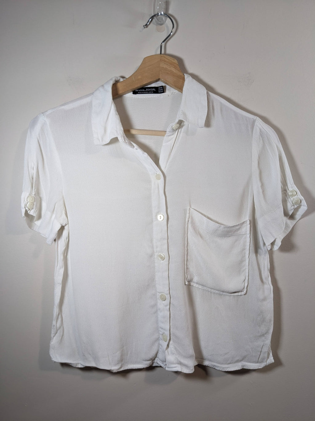 bershka white crop blouse - XS