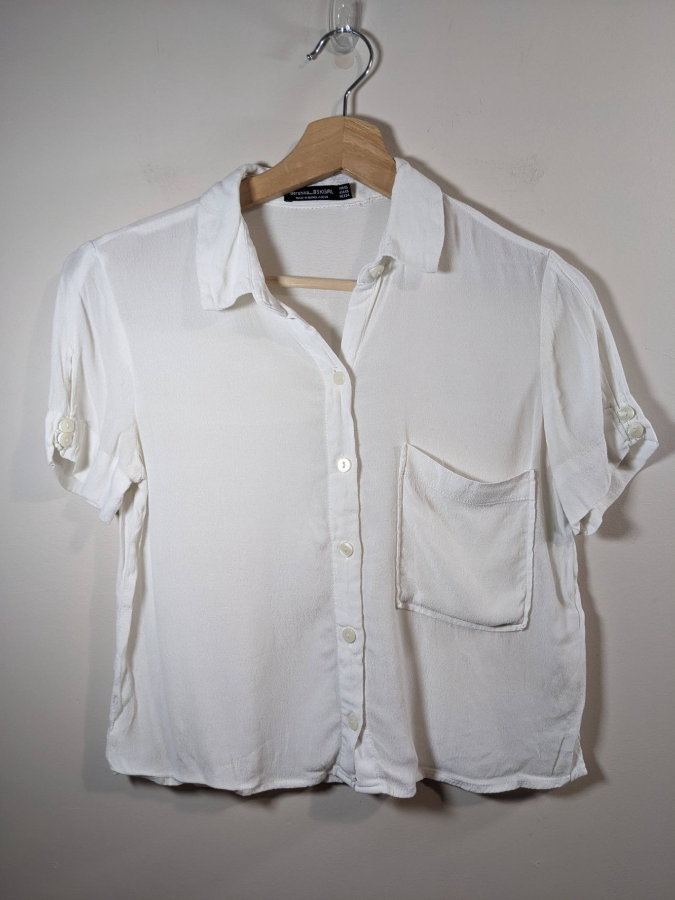bershka white crop blouse - XS