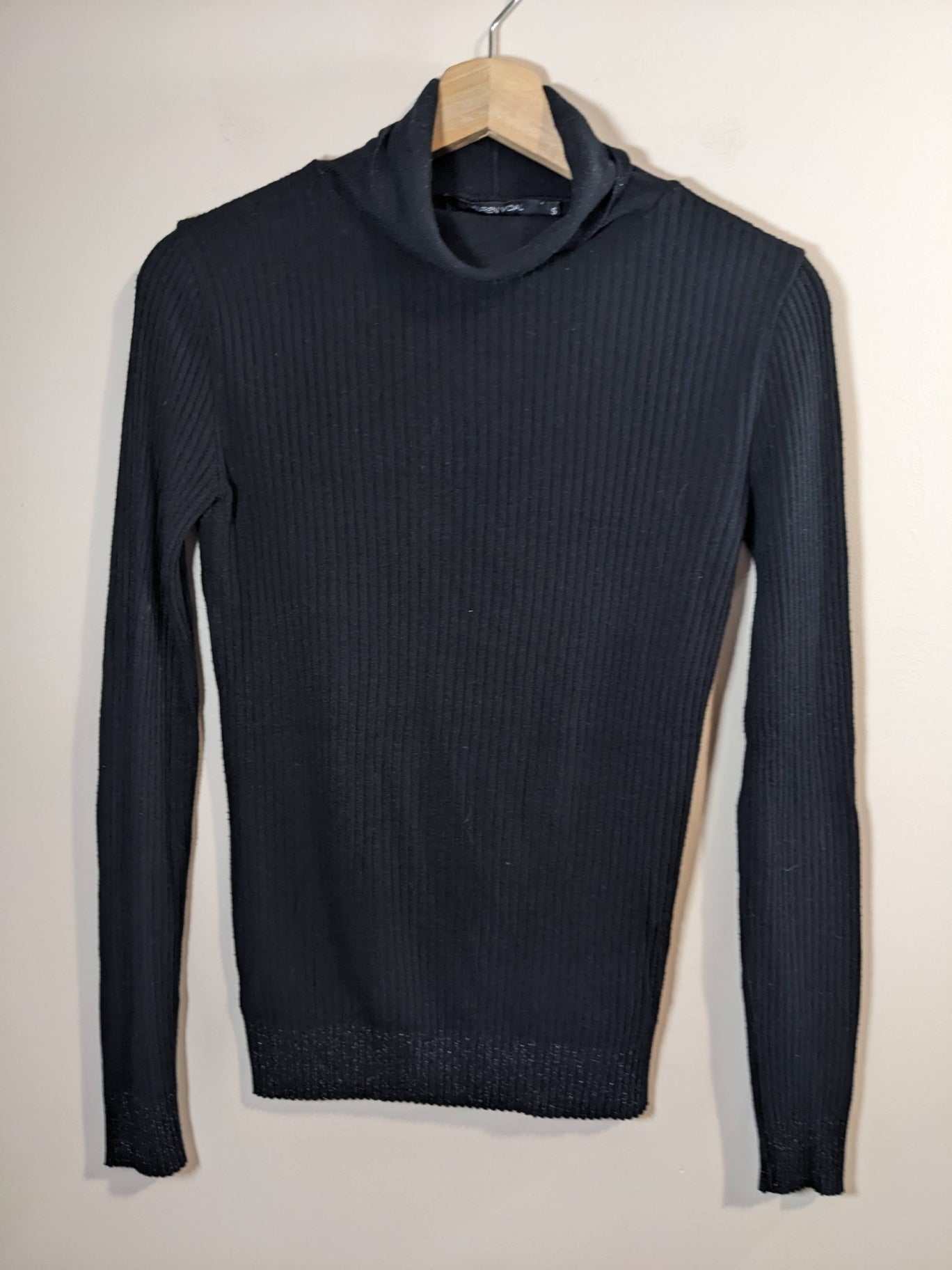 Lauren Vidal Ribbed Black Turtleneck Sweater - S