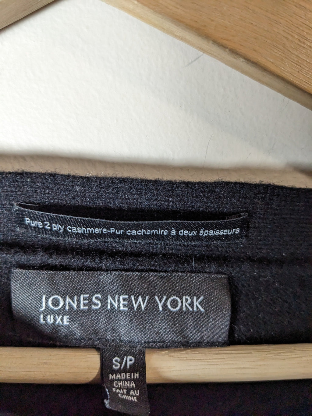 Jones New York Luxe Cashmere Black Tie Sweater- S