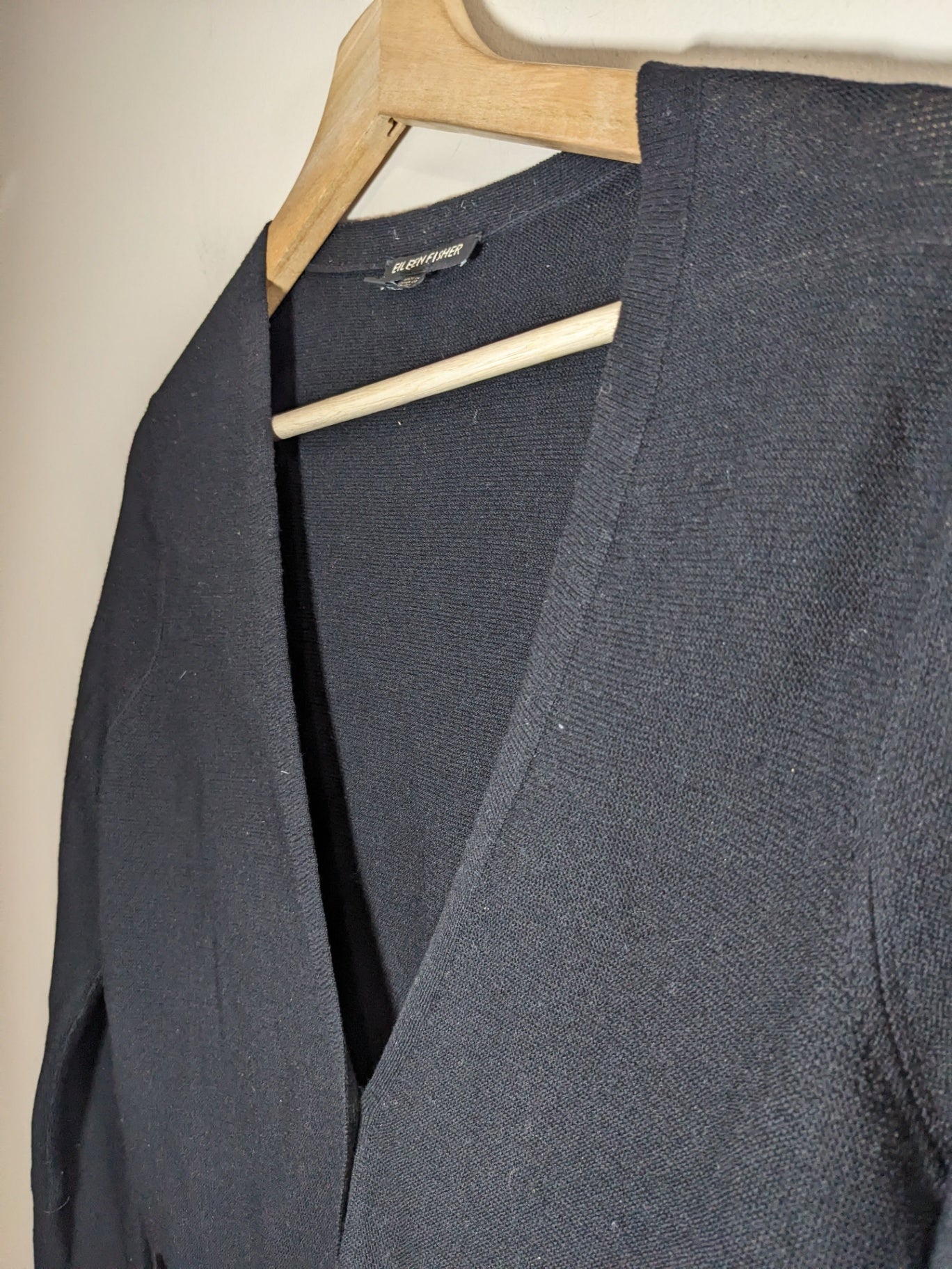 Eileen Fisher Black Merino Wool Cardigan - XS
