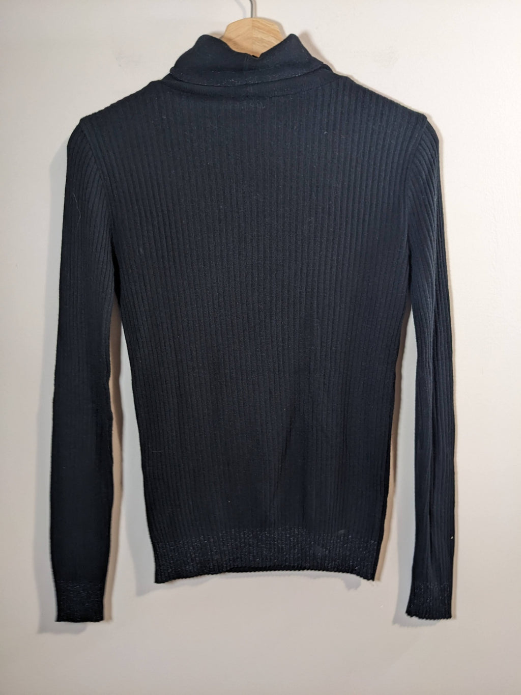 Lauren Vidal Ribbed Black Turtleneck Sweater - S