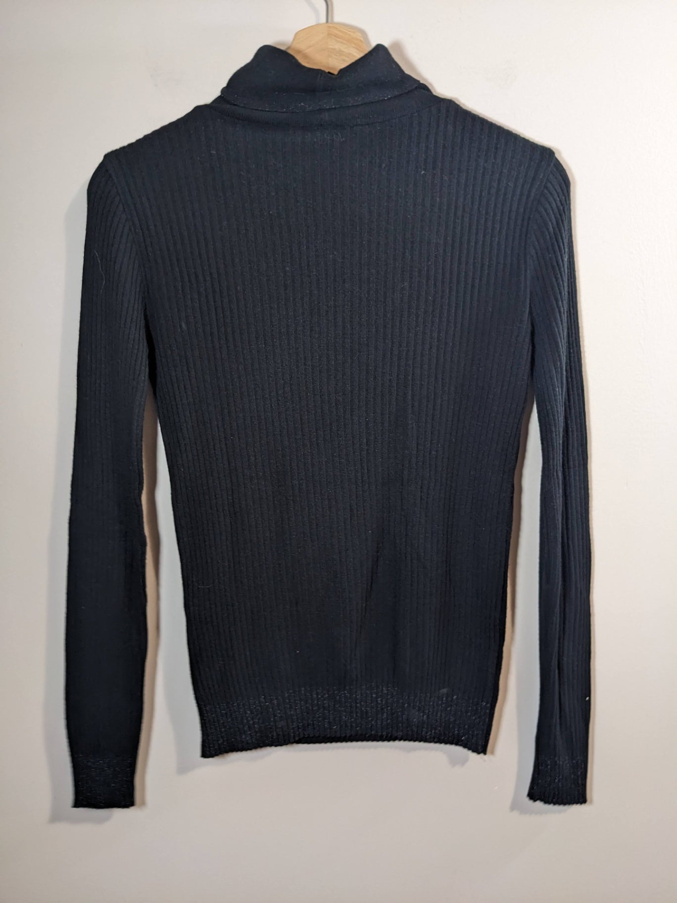 Lauren Vidal Ribbed Black Turtleneck Sweater - S