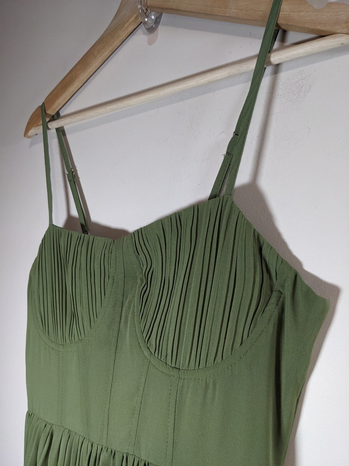 Olive Pleated Maxi Dress - appears small