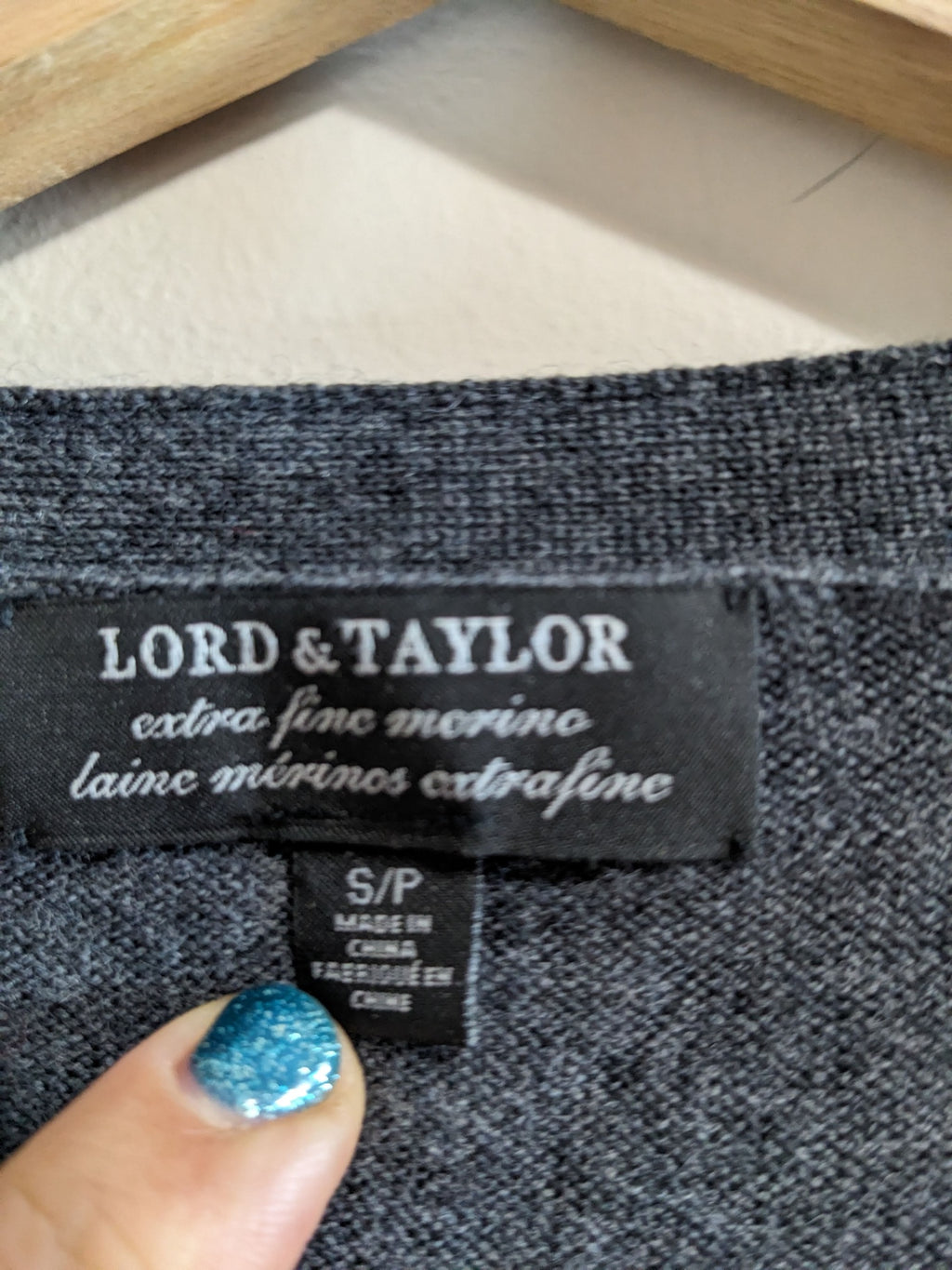 Lord & Taylor merino wool grey cardigan- S