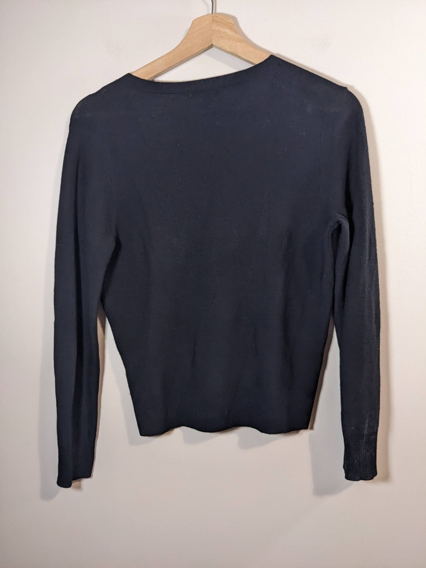 Eileen Fisher Black Merino Wool Cardigan - XS