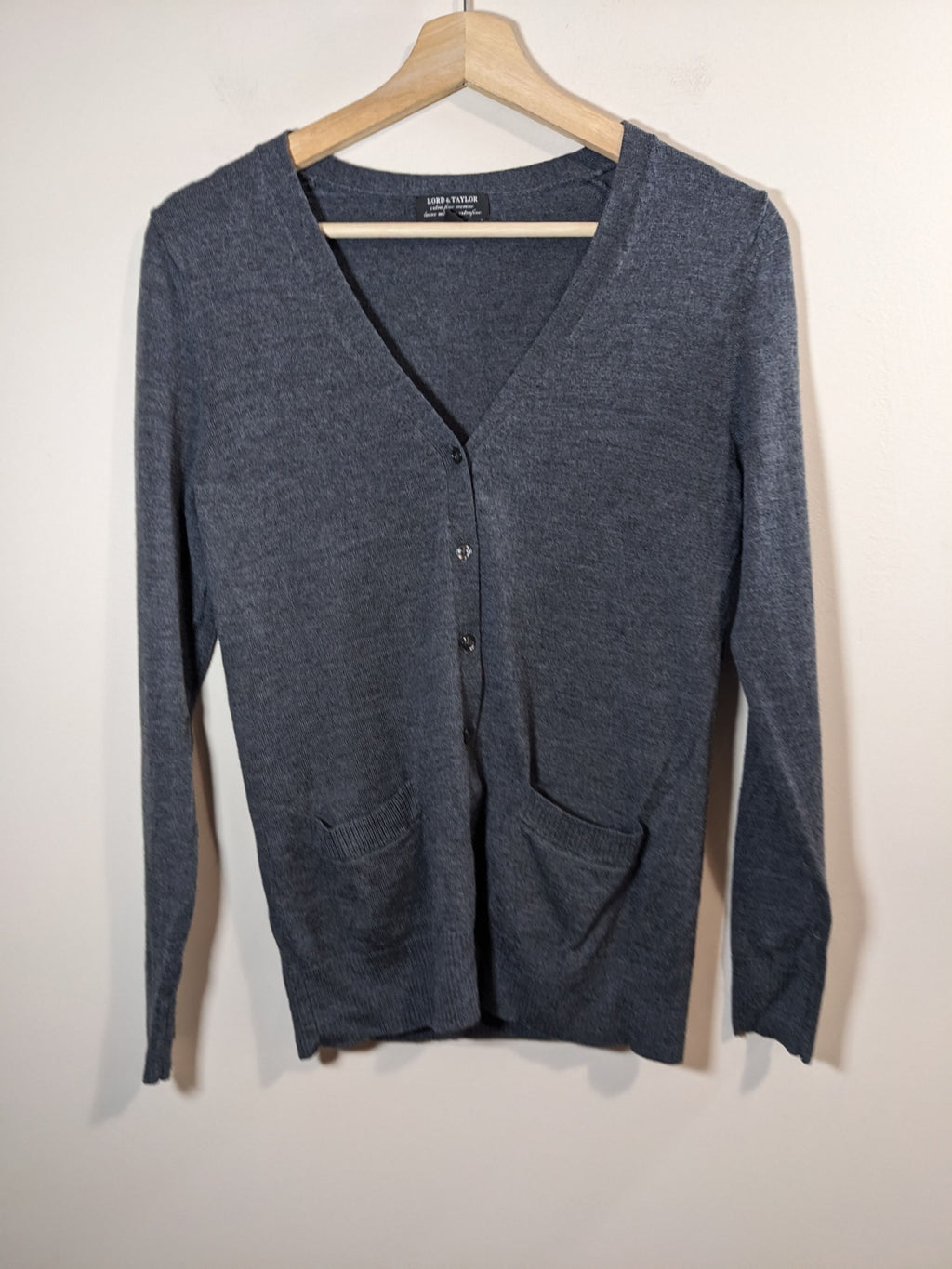 Lord & Taylor merino wool grey cardigan- S