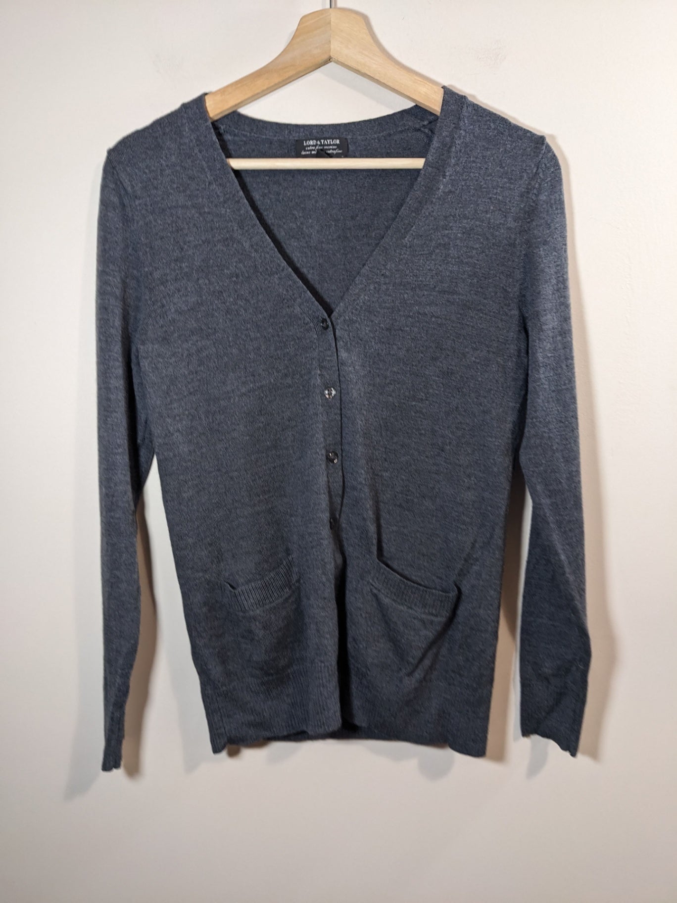 Lord & Taylor merino wool grey cardigan- S