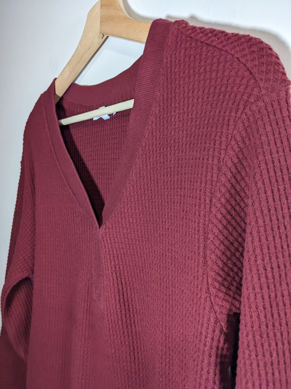 Bootlegger Maroon Waffle Knit Long Sleeve - S