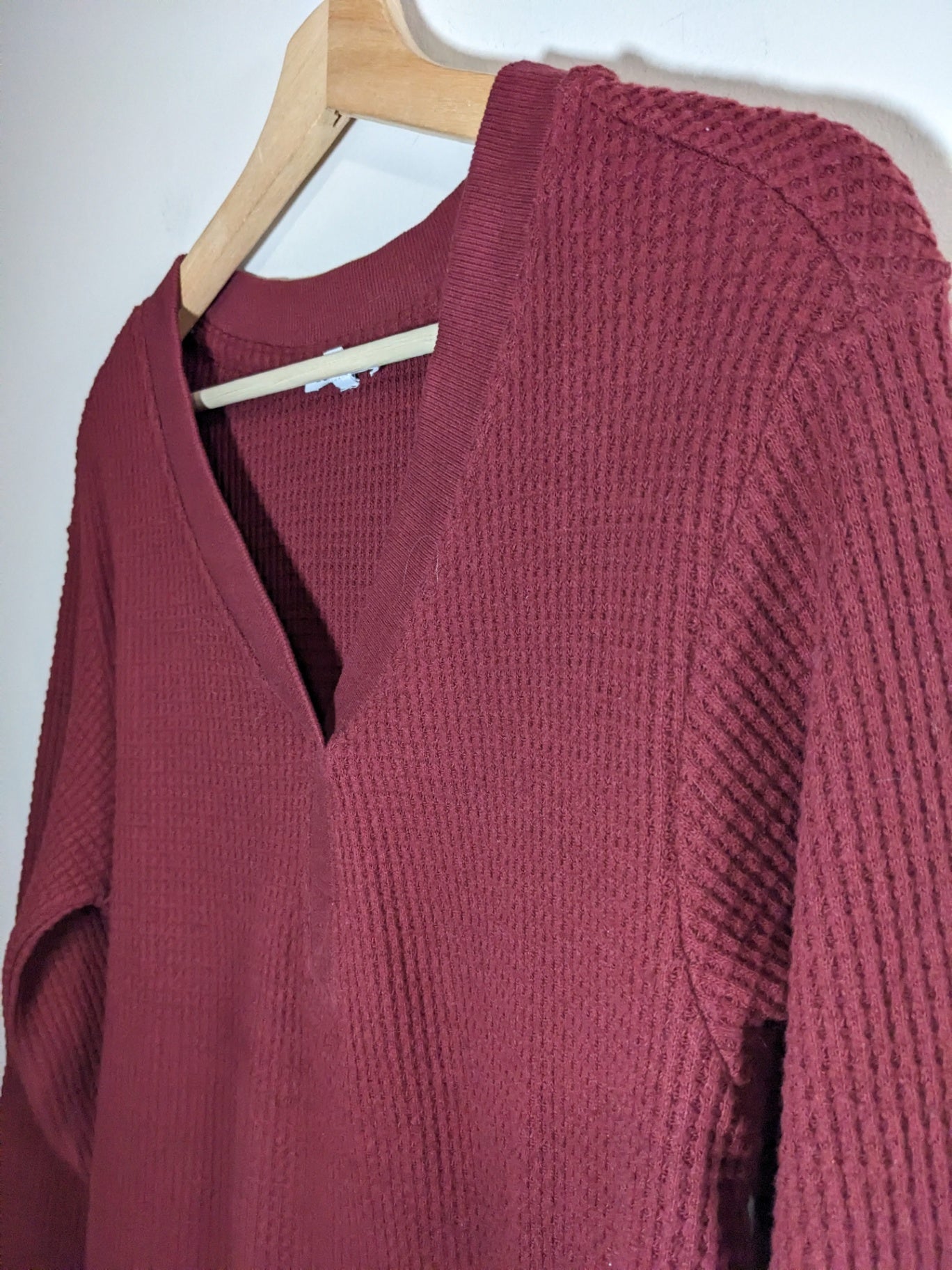 Bootlegger Maroon Waffle Knit Long Sleeve - S