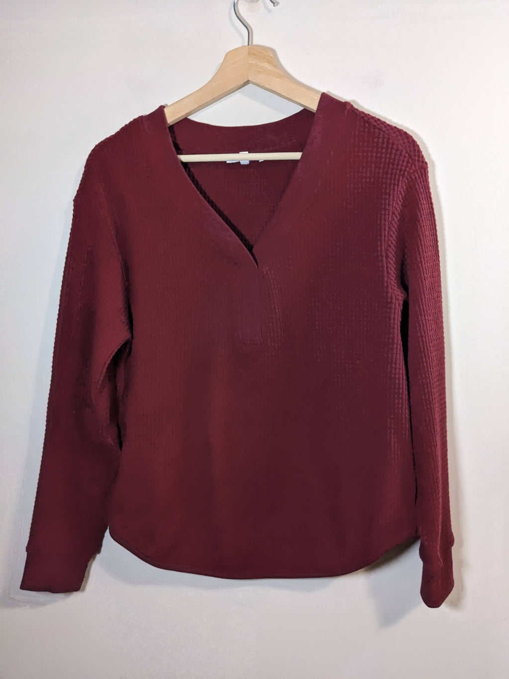 Bootlegger Maroon Waffle Knit Long Sleeve - S