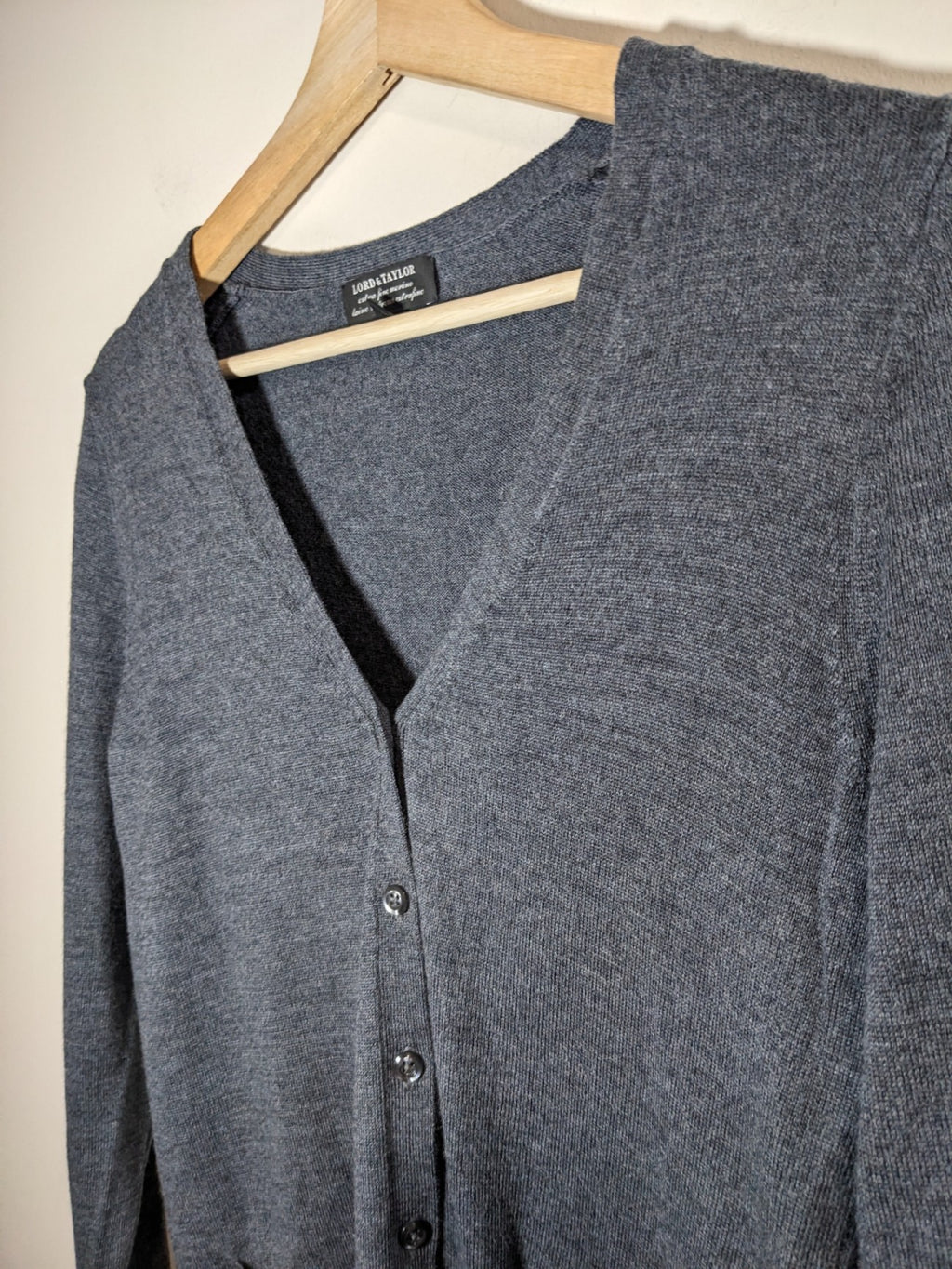 Lord & Taylor merino wool grey cardigan- S