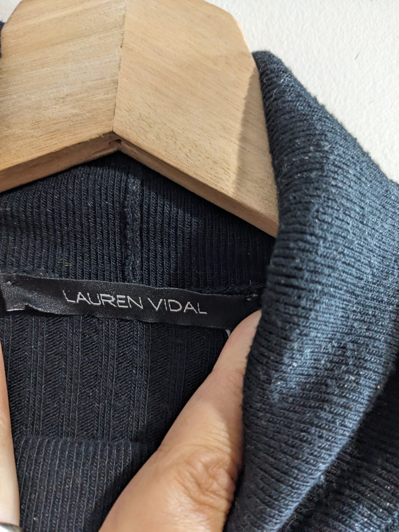 Lauren Vidal Ribbed Black Turtleneck Sweater - S