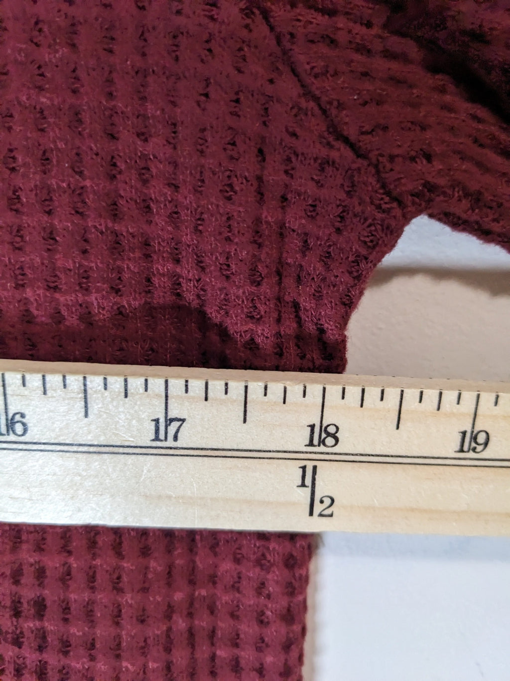 Bootlegger Maroon Waffle Knit Long Sleeve - S