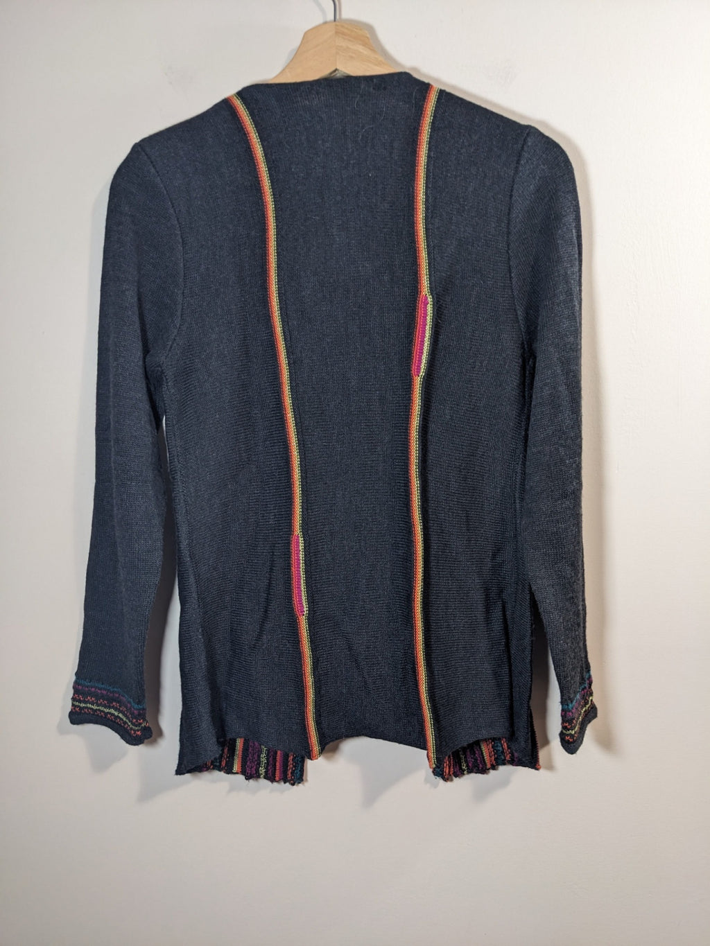 Evalinka Merino Wool Multicolour Faux Cardigan Sweater - S