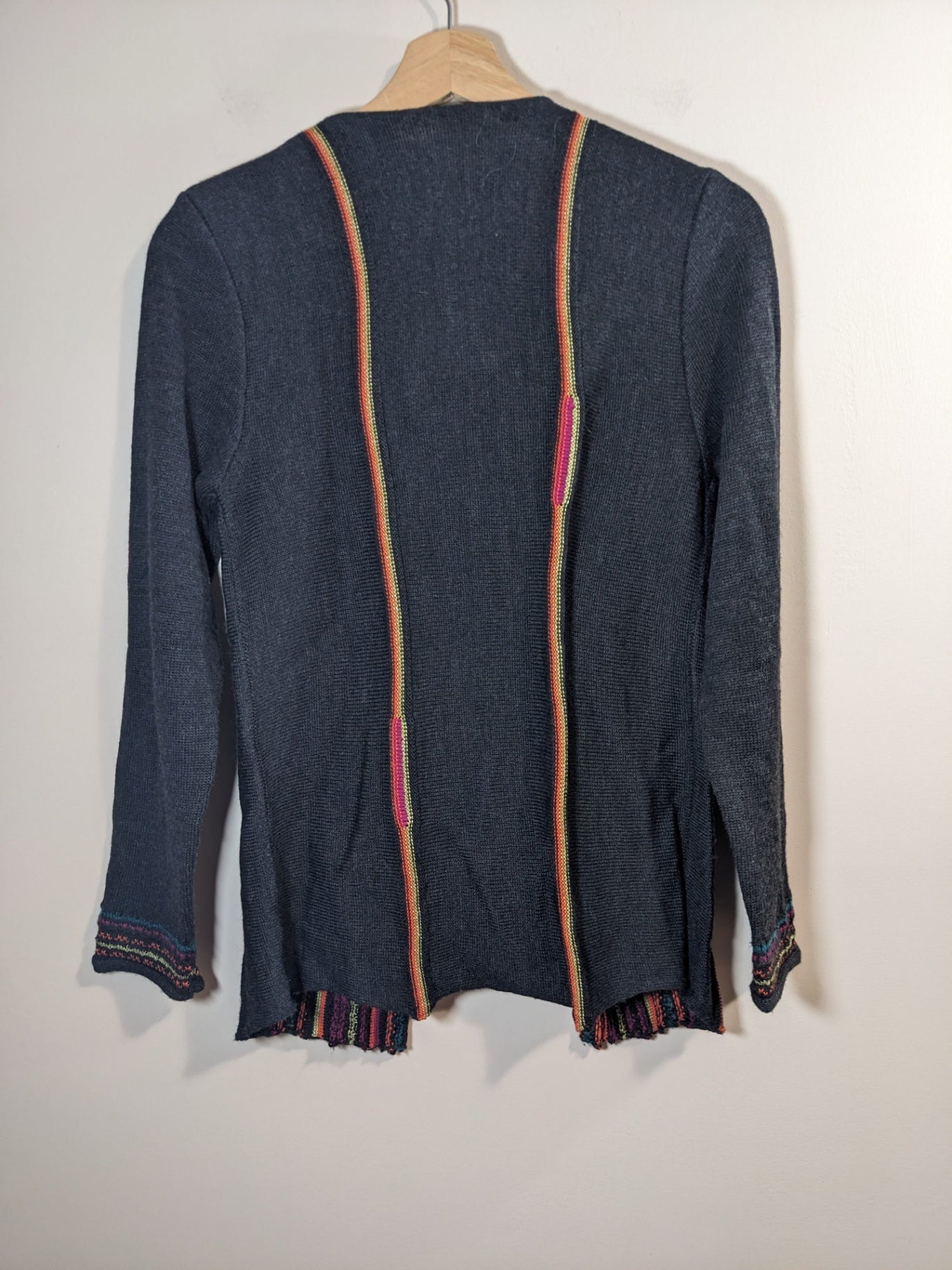 Evalinka Merino Wool Multicolour Faux Cardigan Sweater - S