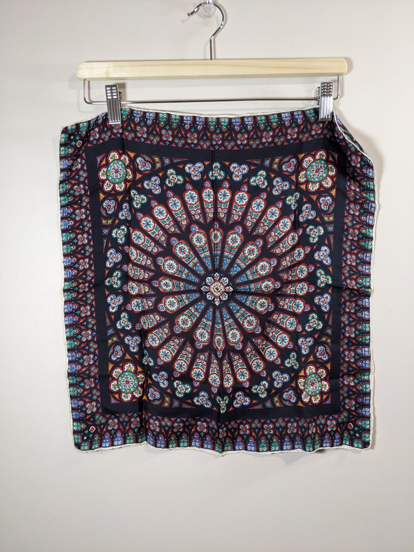 Mandala Patterned Silk Scarf - One Size