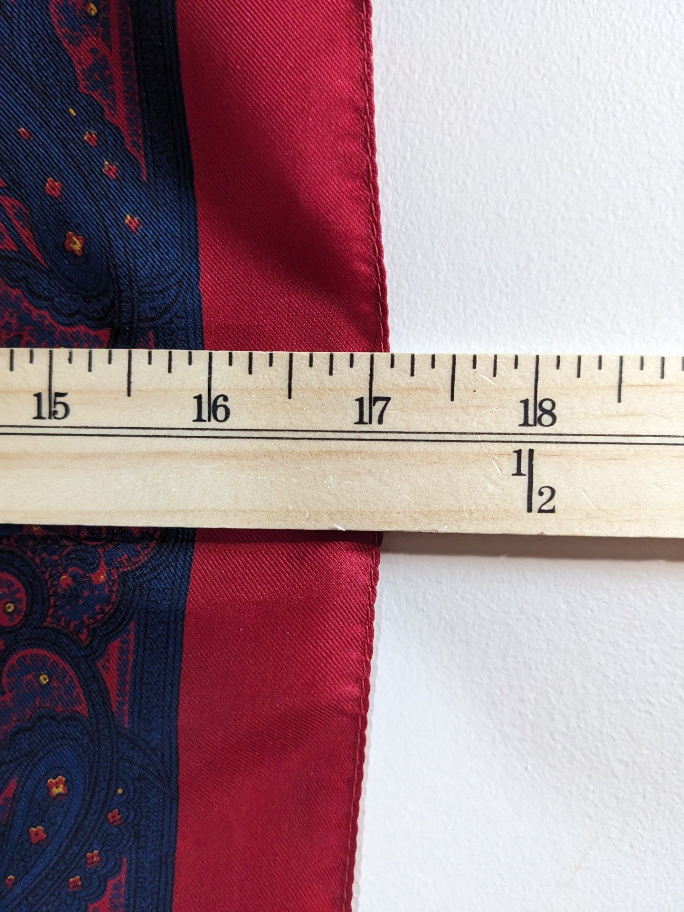 Silk Red/Navy Paisley Square Scarf - One Size