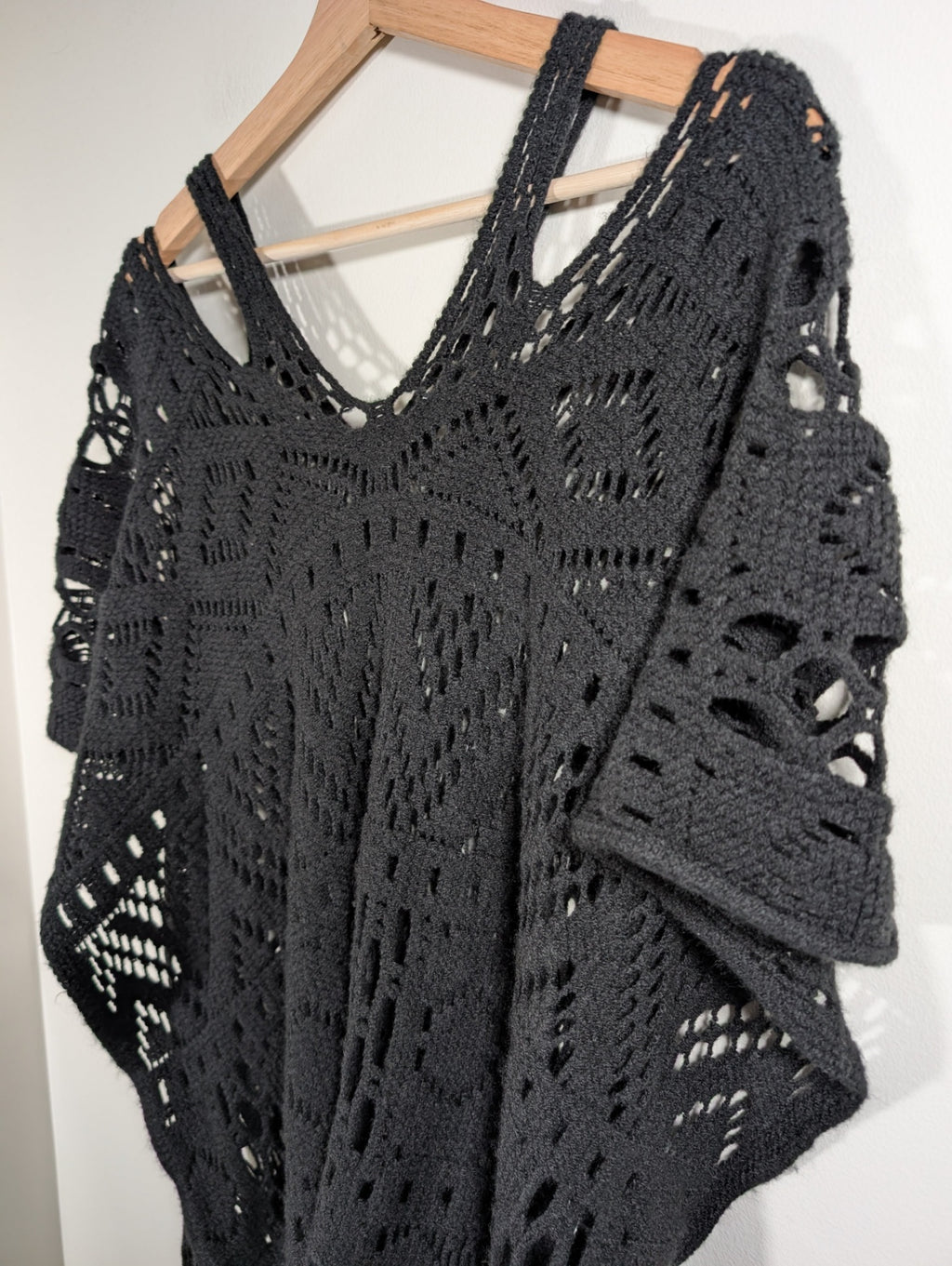Unknown brand black knit poncho- Unknown size