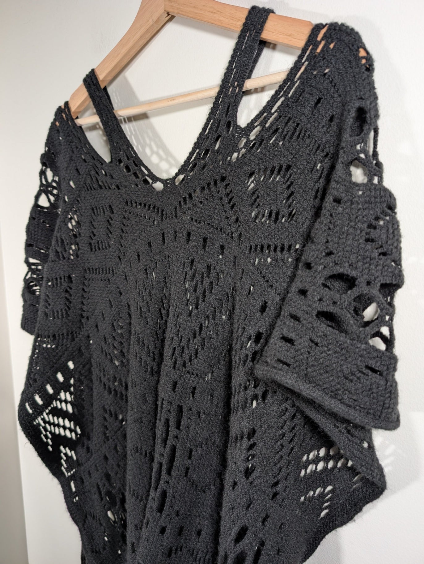 Unknown brand black knit poncho- Unknown size
