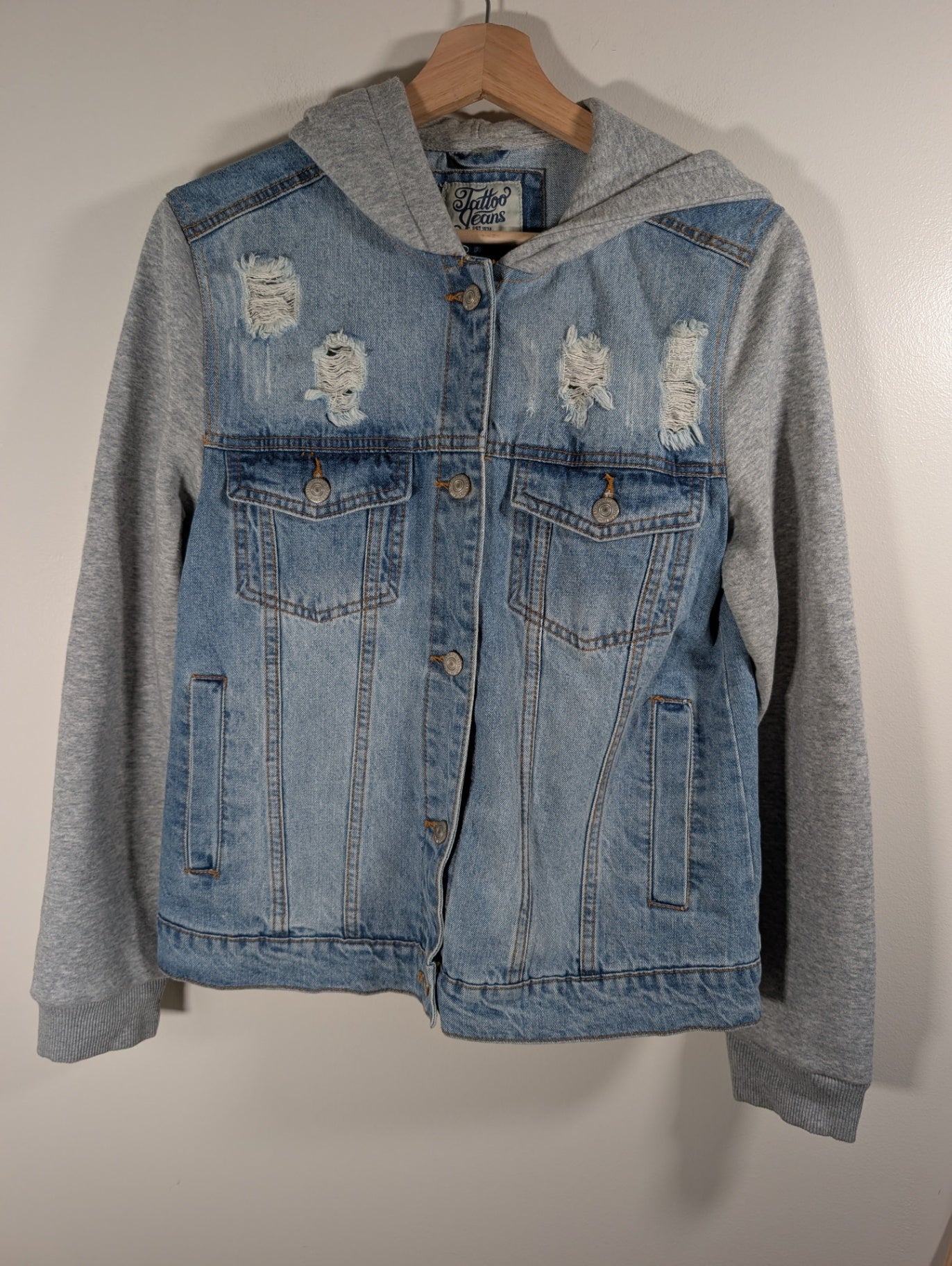 Tattoo Jeans denim/sweatshirt hoodie - Medium