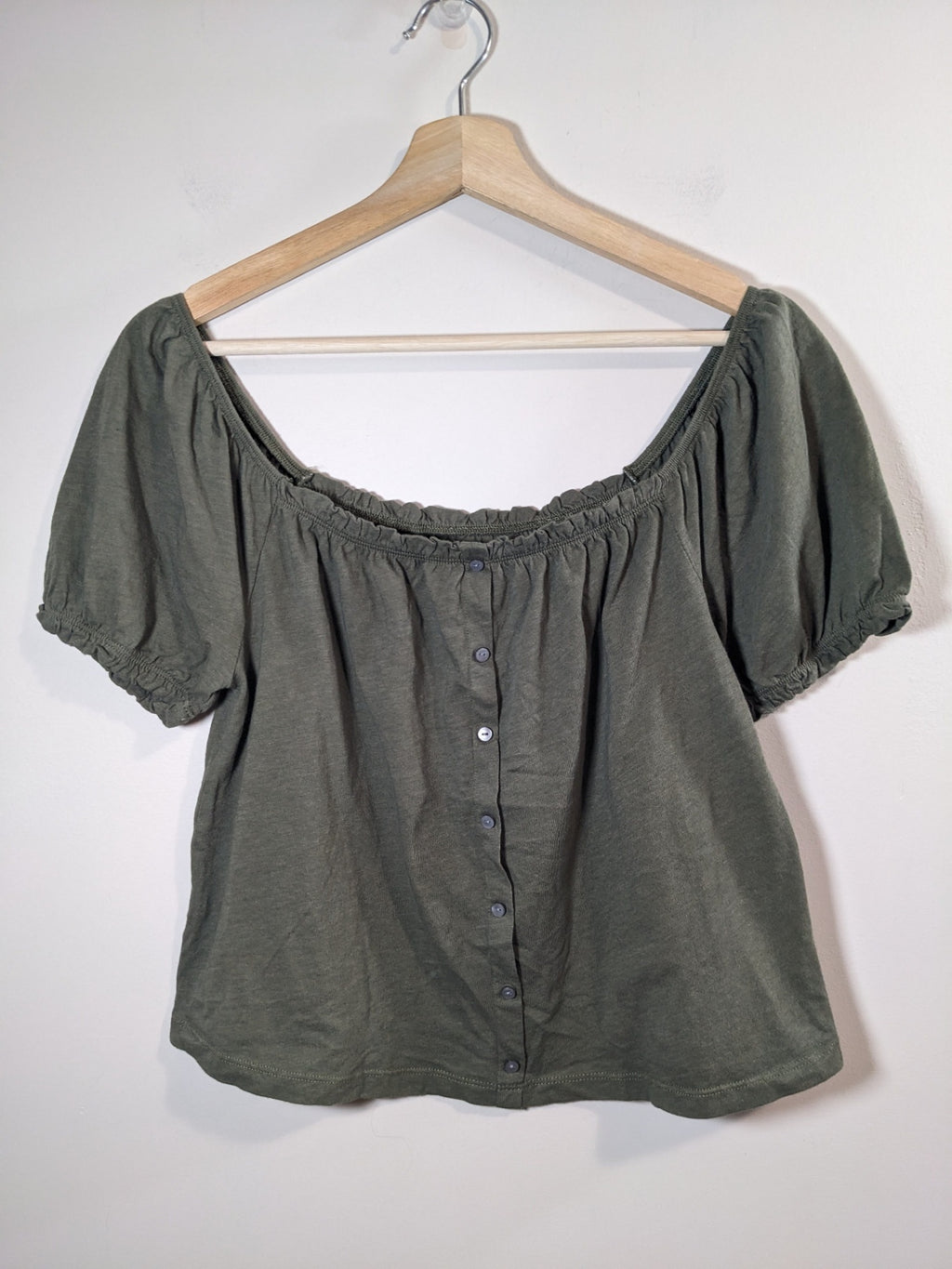 American Eagle Olive Crop Blouse - XS