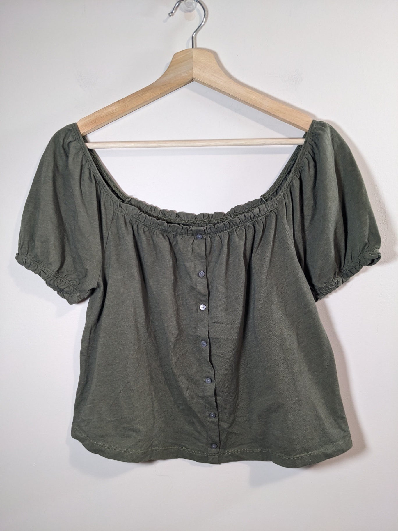 American Eagle Olive Crop Blouse - XS