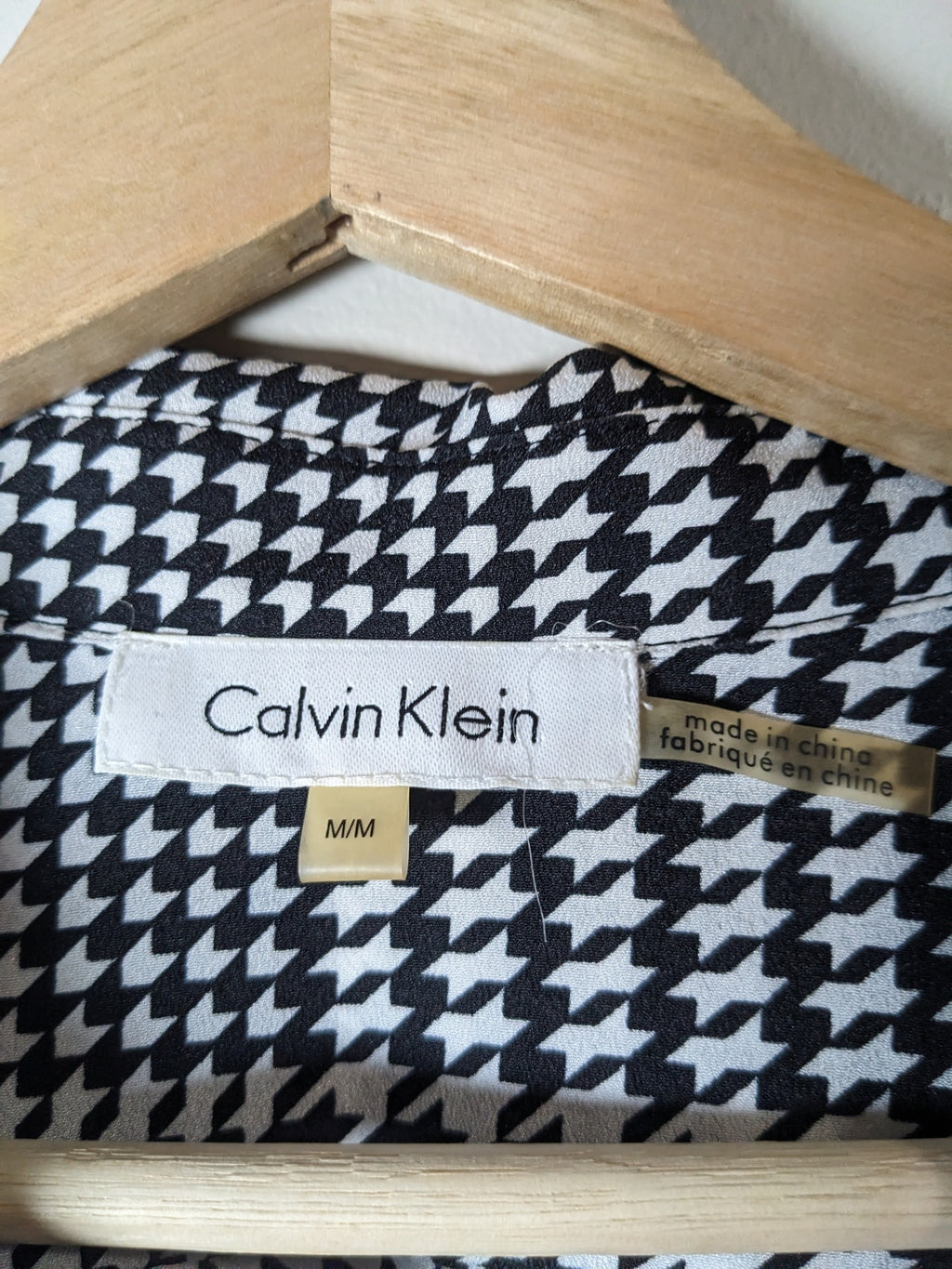 Calvin Klein Houndstooth Blouse - M