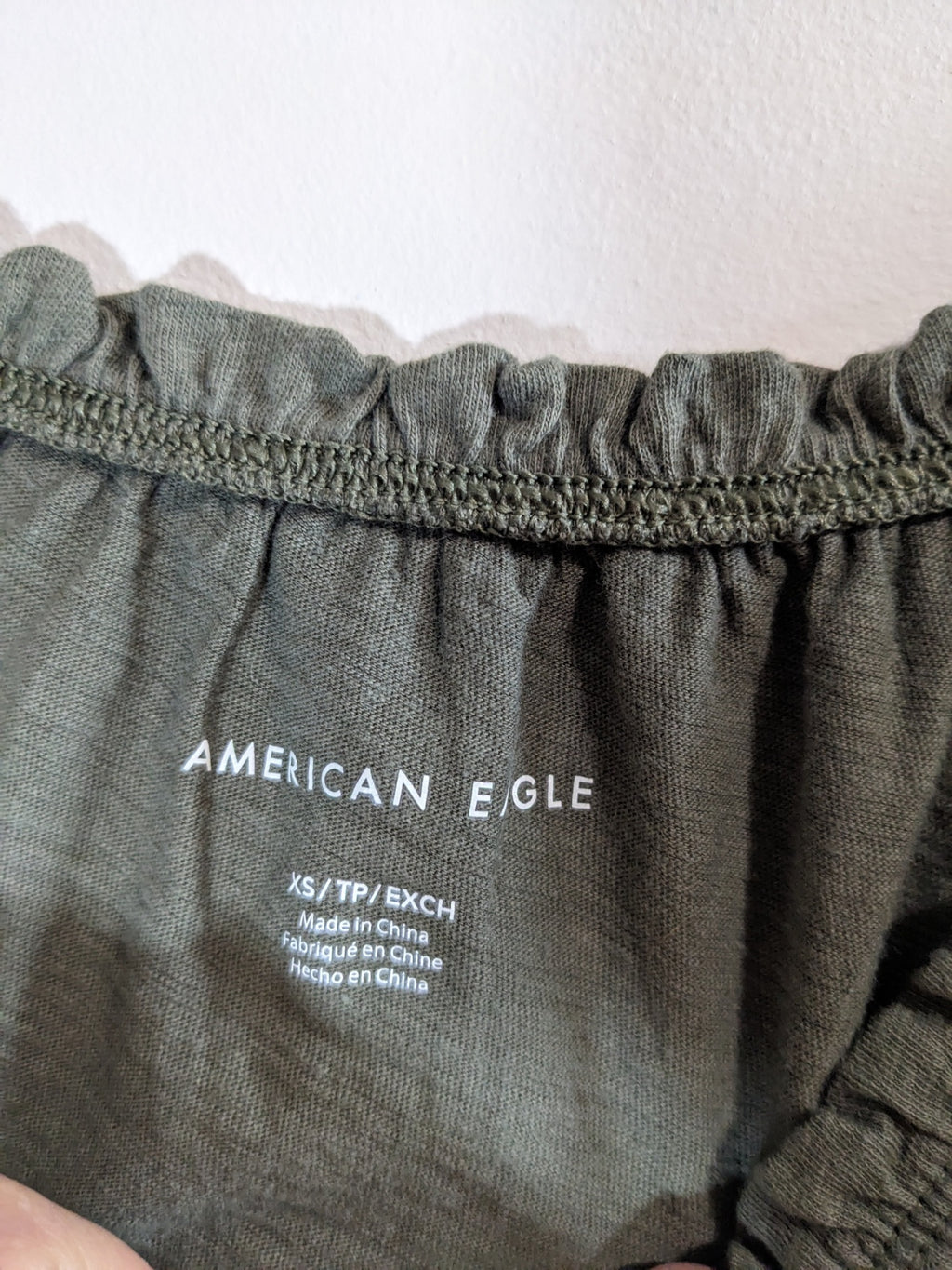 American Eagle Olive Crop Blouse - XS