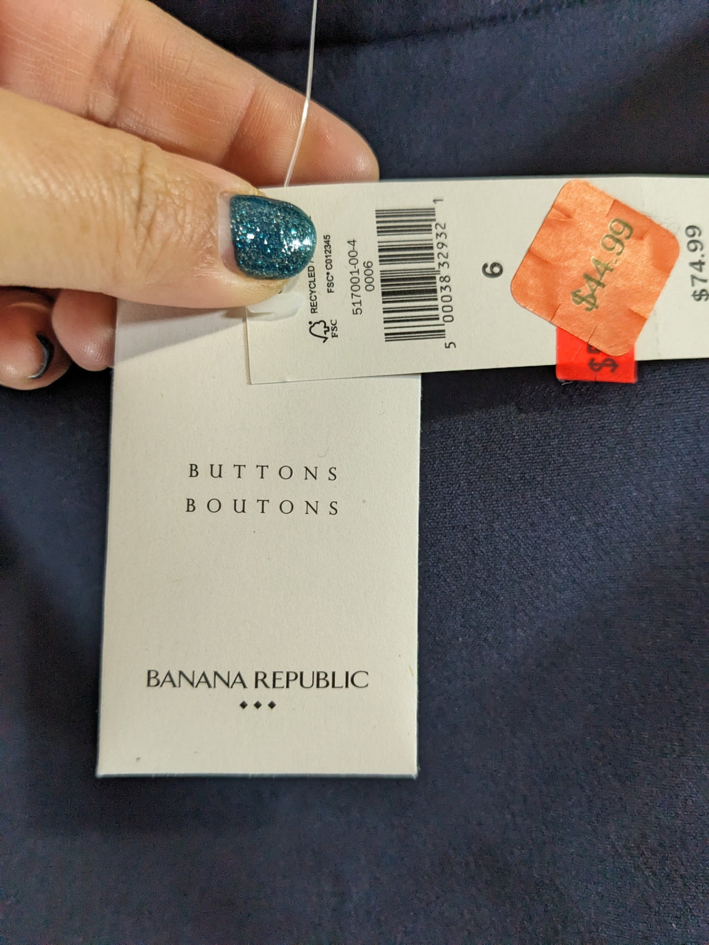 NWT Banana Republic Navy Button Skirt - sz 6