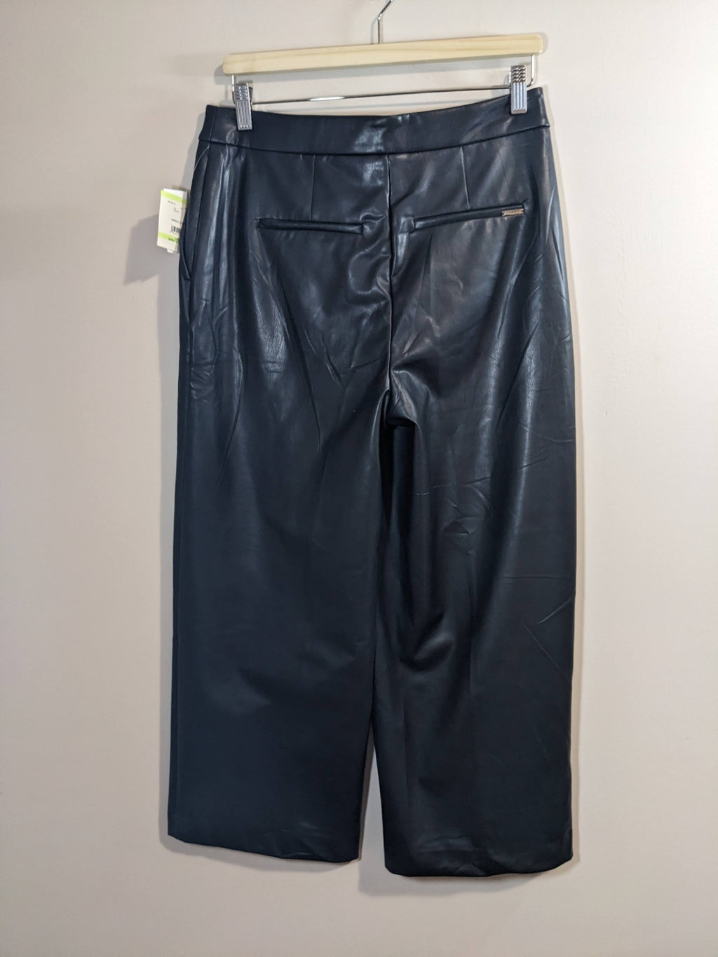 NWT Anne Klein Black Wide Leg Pleather Pants - sz 4
