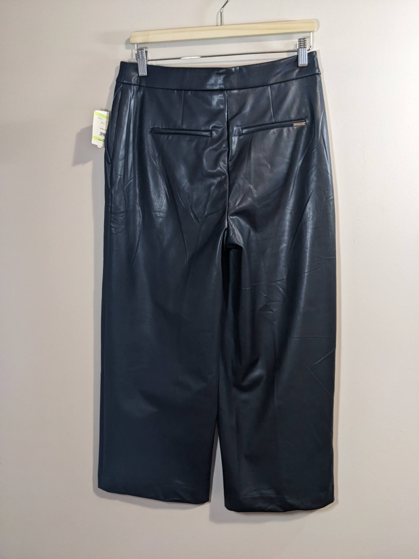 NWT Anne Klein Black Wide Leg Pleather Pants - sz 4