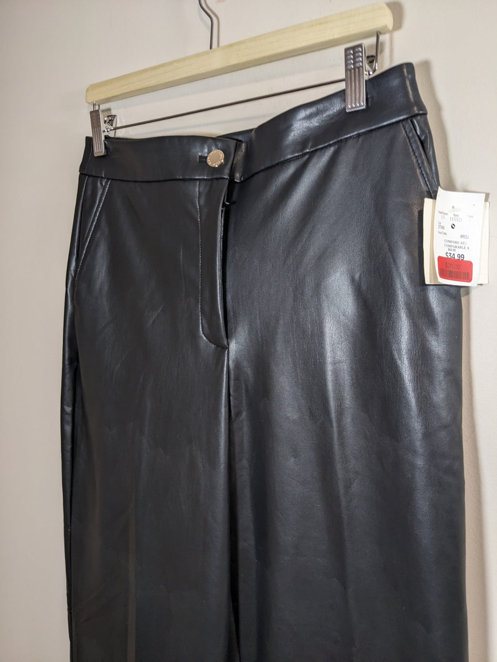 NWT Anne Klein Black Wide Leg Pleather Pants - sz 4