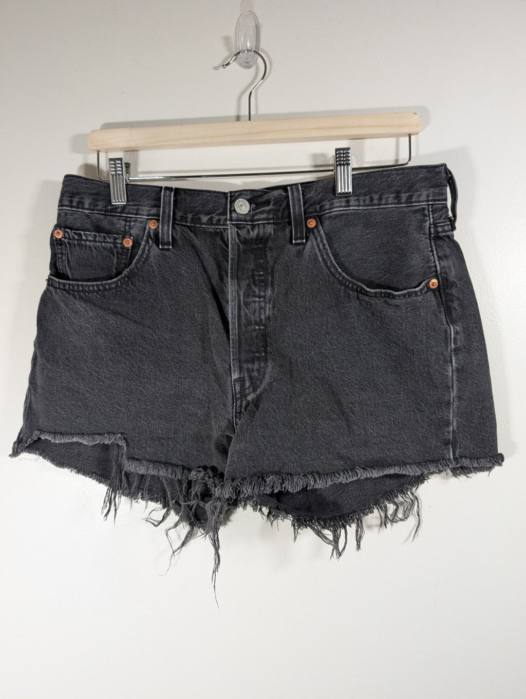 Levi's distressed black denim shorts - SZ 31