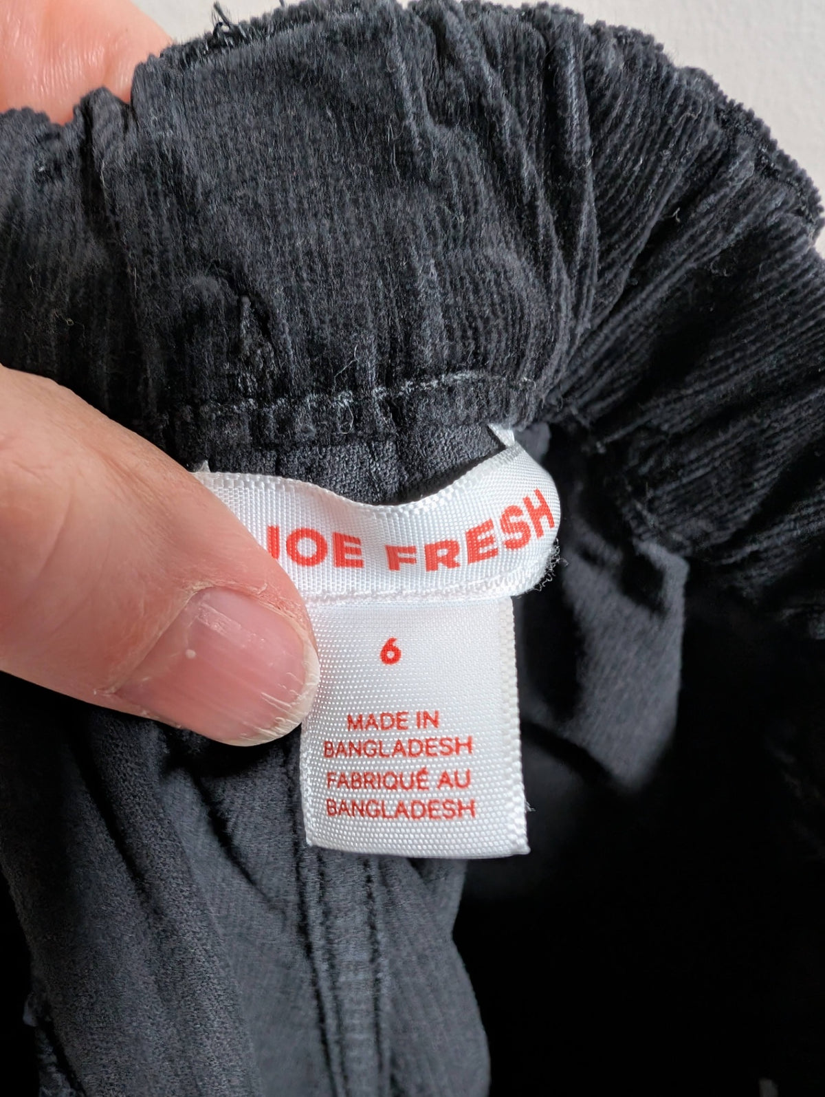 Joe Fresh black corduroy pant - SZ 6