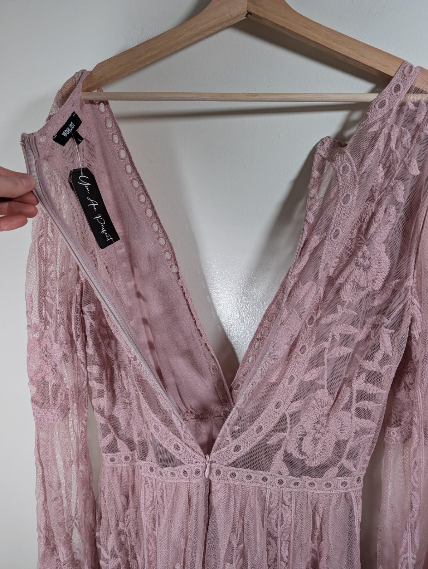 NWT Wish List pink lace maxi dress - Large