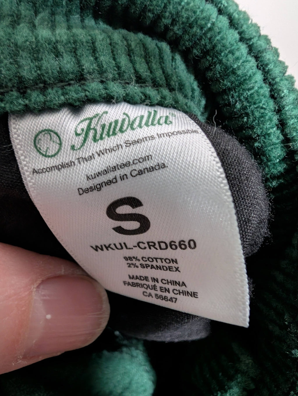 Kuwalla green corduroy pants - Small