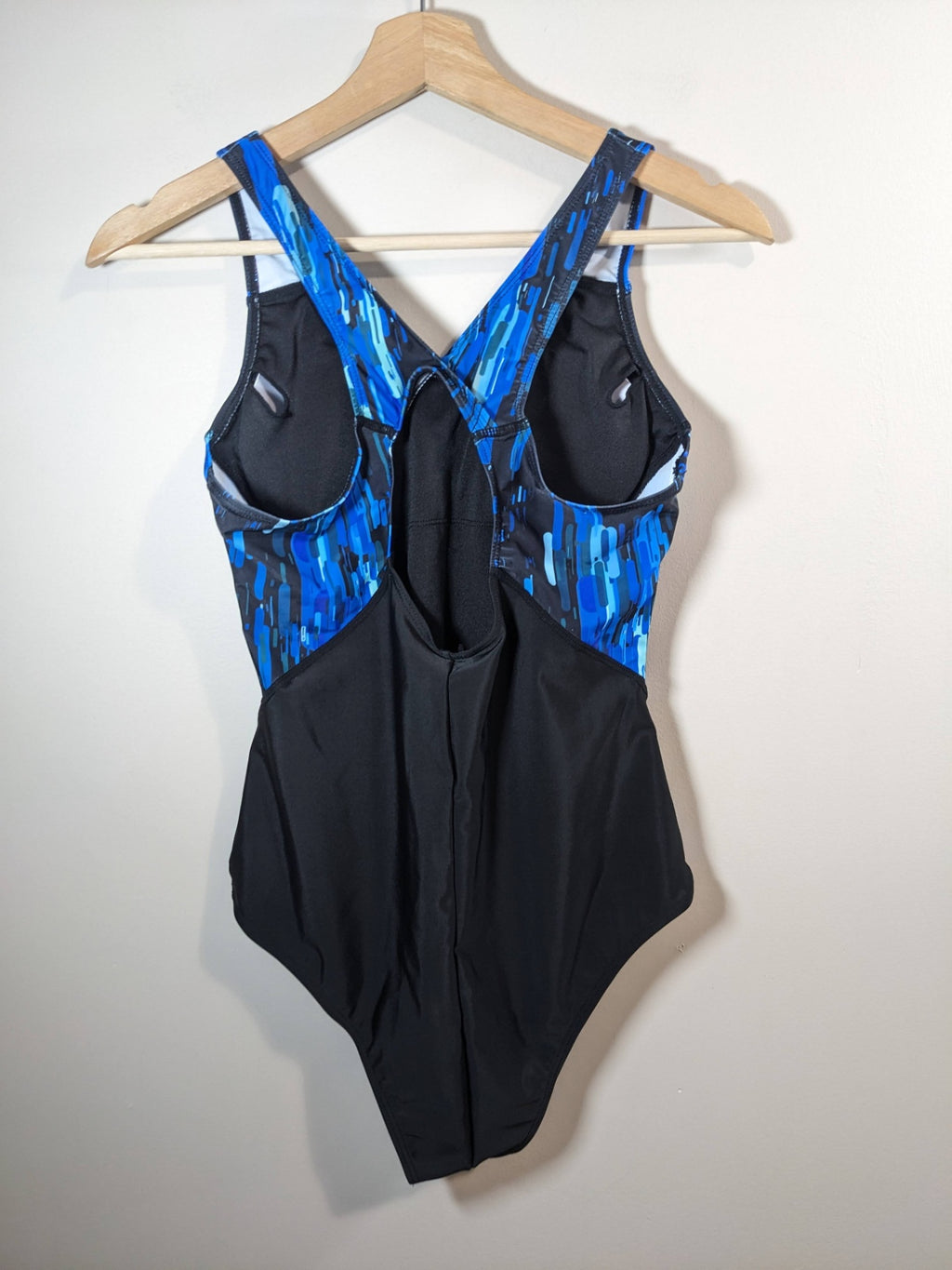 Black & Blue One Piece Swimsuit - M