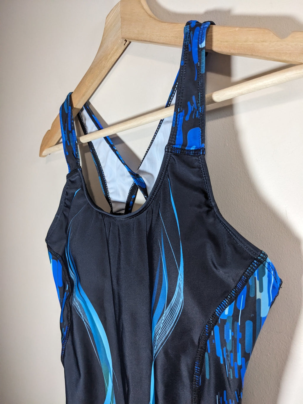 Black & Blue One Piece Swimsuit - M