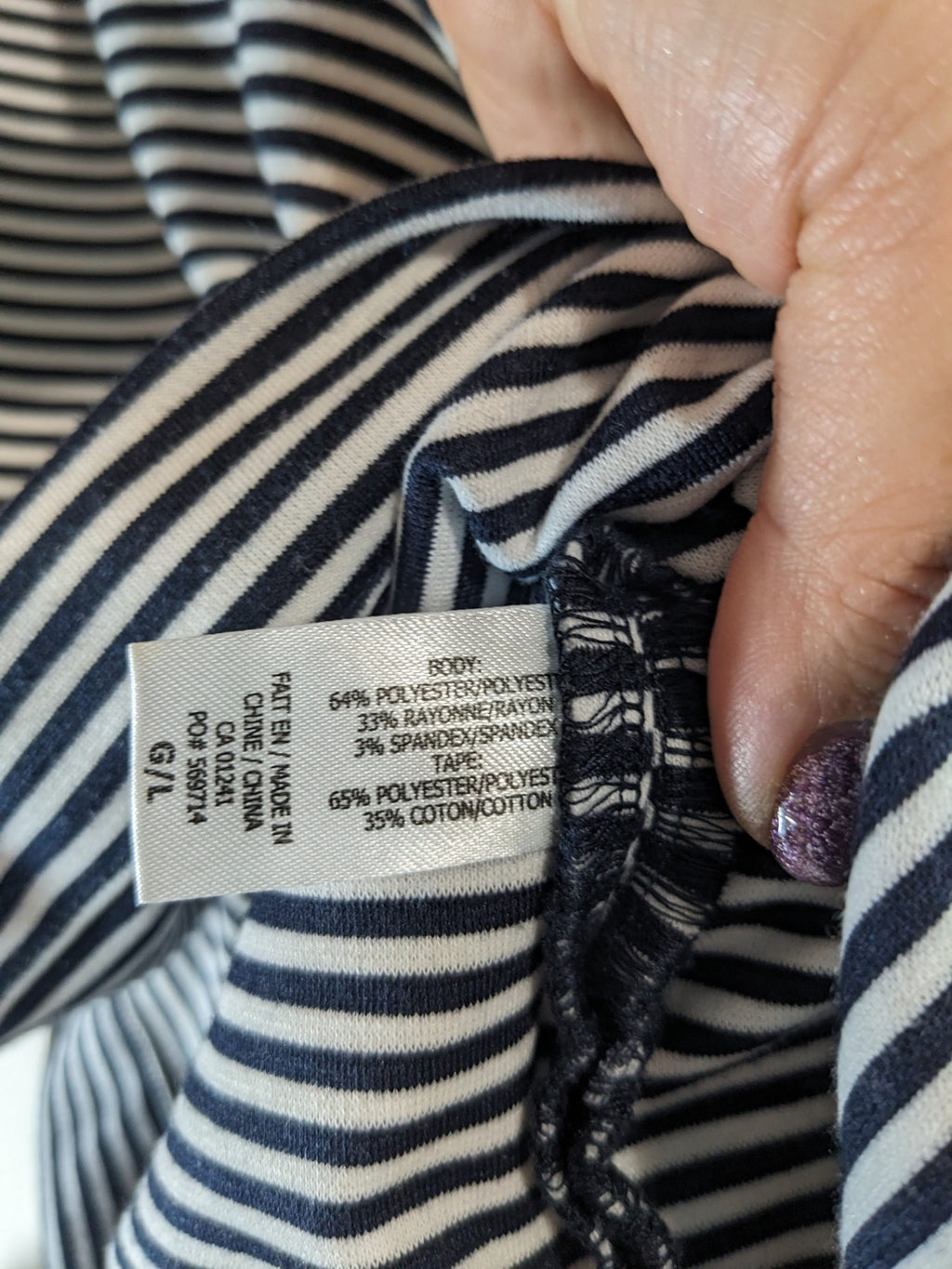 Contemporaine Striped Faux Wrap Blouse - L