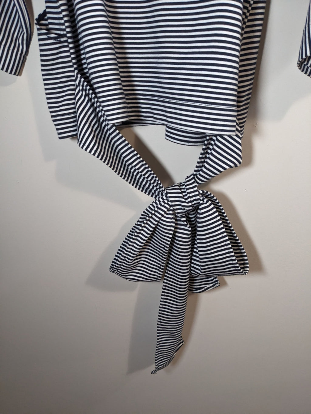 Contemporaine Striped Faux Wrap Blouse - L